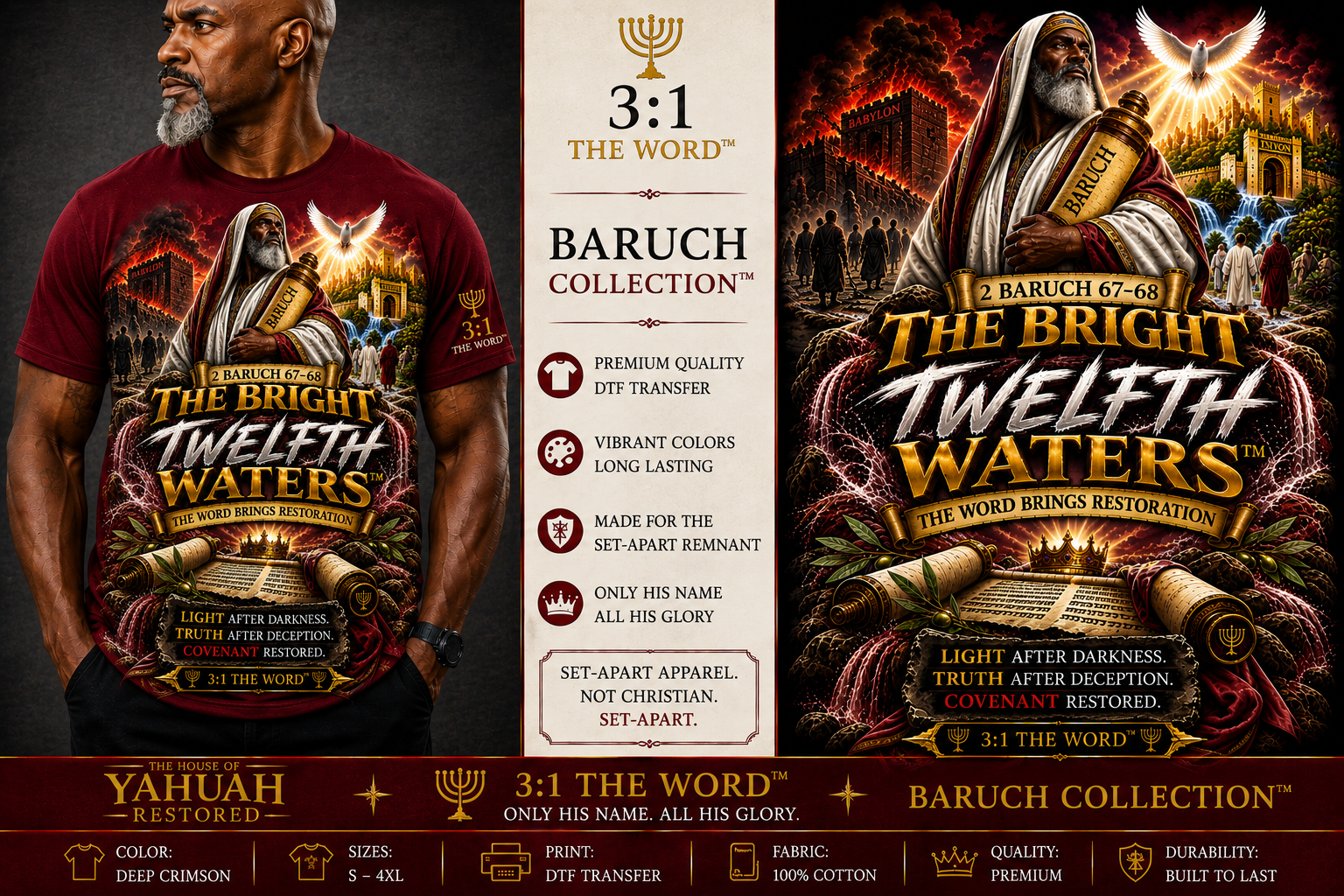 THE BRIGHT TWELFTH WATERS™ — 2 Baruch 67–68- Deep Crimson