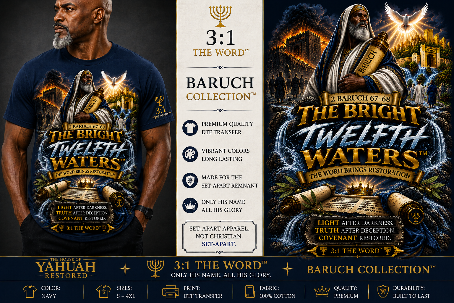 THE BRIGHT TWELFTH WATERS™ — 2 Baruch 67–68- Navy