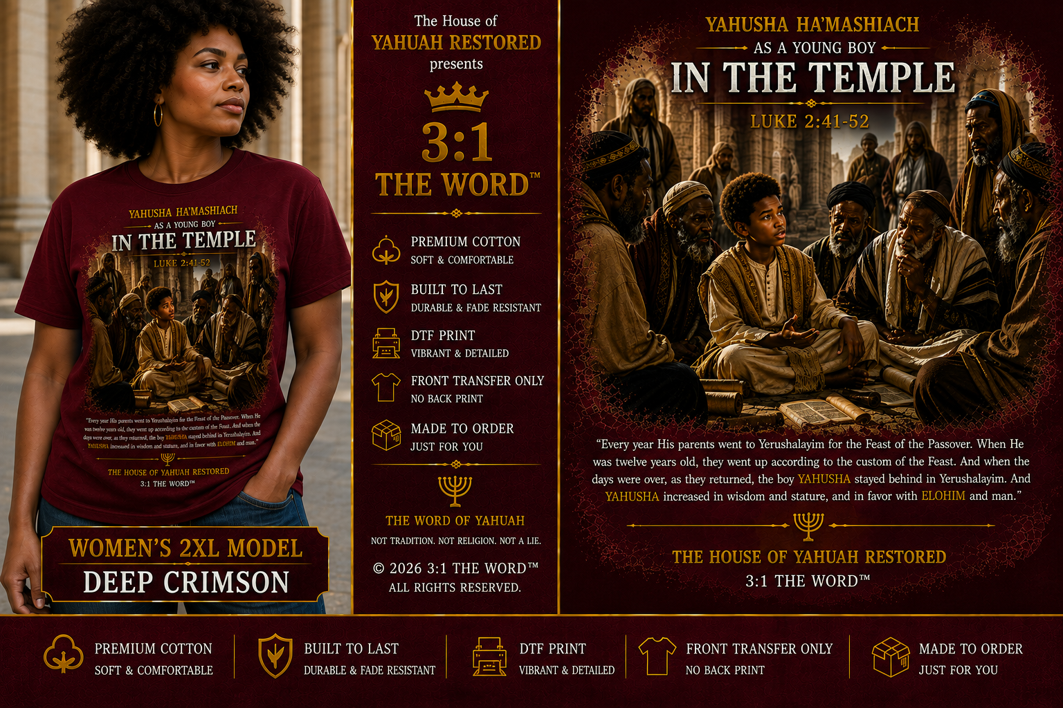 YAHUSHA HA'MASHIACH The Boy Who Amazed the Teachers™- Deep Crimson
